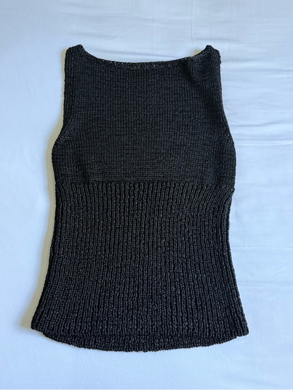 DKNY, Black boat neck black with gold shimmer sweater tank